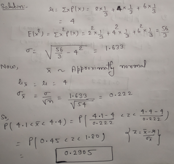 Solution: - 6x) + 4x - 3 6x 3 l= Exp(x) = 2x1 2X1 / 3 4 2. 2 - Elx² Explx) = 2 x 12 56 - 4² ** +4 56 3 X 2/3 +6x) r= 1.633 V