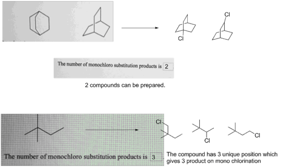 CI CI The number of monochloro substitution products is2 2 compounds can be prepared CI CI CI The number of monochloro substi