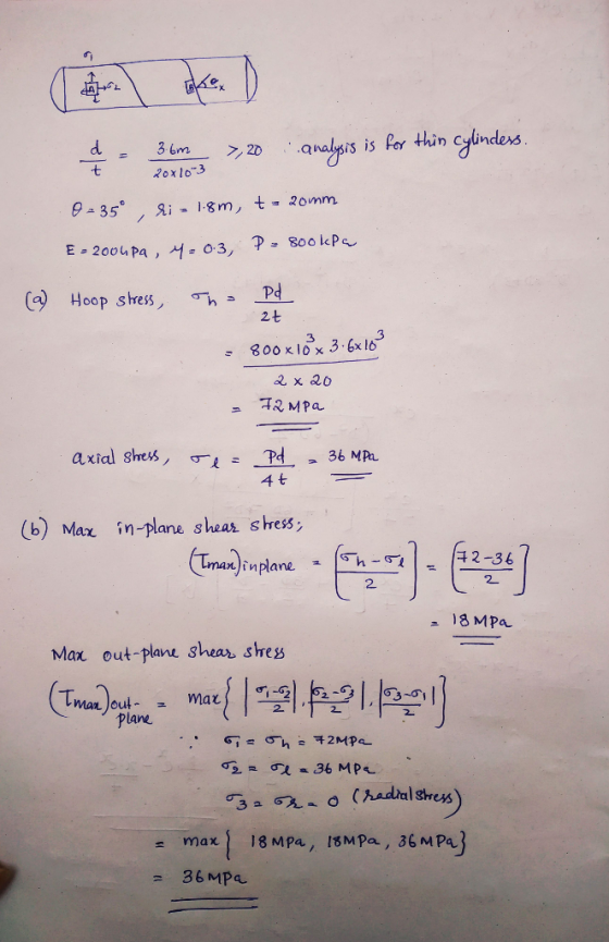 as d3malyis is Por thin cylinders 七 9-35. Яі.gn, t 20vmm. E-200 a Pa, 서-03, 7-800 kPa ox lo3 / 2t 800 x13x 36x16 4 t (b) Ma n