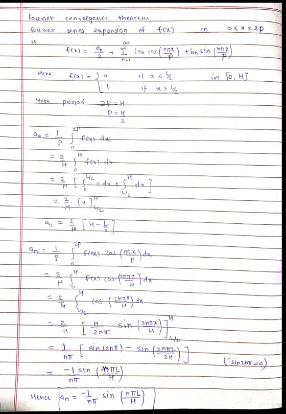 fourier fourier is ocas2p convelgence theorem series expansion of f(x) in f(u) + I can ces (metal) + bn sin nar Here - f(x) =