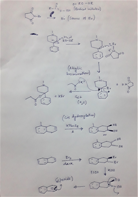ORO-OR OH Rodig w ato) O ei (sounce of Br) -OR By (Allylic bromination) pot + HN + KB (cis hydroxylation) EtOH KOH ETOH epend