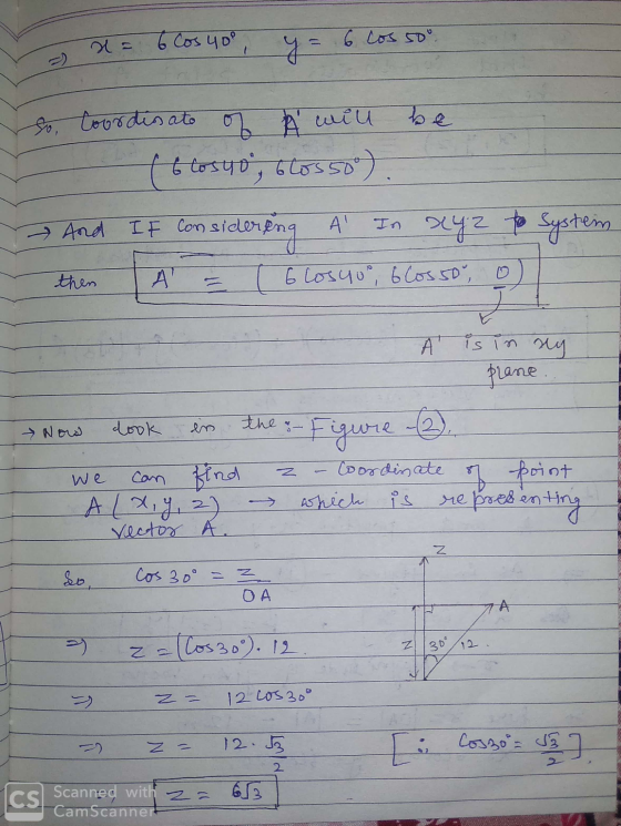 =) = 6 Cos you 6 Cos sou y = À will so Coordinate fetusuro, 660558) And IF Consider AN dereng In xyz to System then А Glosy