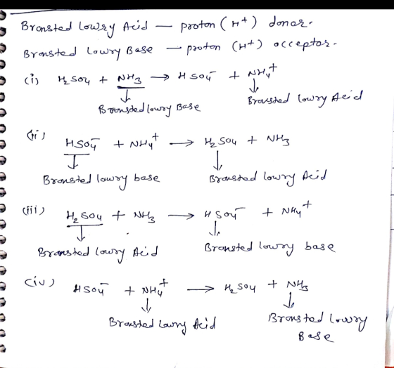 Bronsted Lowry Acid - proton (H+) donor. Bransted Lowry Base — pouton (H+) acceptor ci ų son + NH3 H sou + wheat 1 Bronshed l