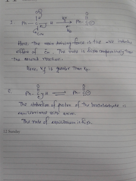 1. Ph Ph-Co ON Here the main driving force is the ave inductive effect of ēn. The rate is hister comperatively tran The secon
