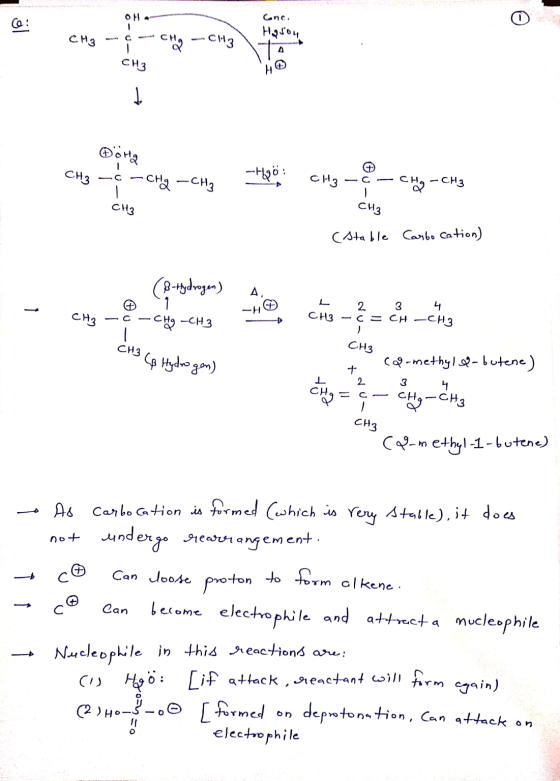 OH * Conc. Hason CM3 - --- Chg -- CH3 CH3 OHA CH3 – CH2 – CHE Hypot CH3 –Chy-CH3 CH3 CH3 (Stable Carto Cation) (3 tydnya) (8-