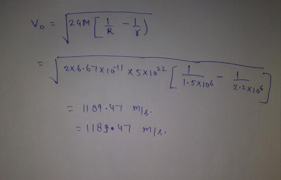 Vo = Jam [ ² - - 2x6-67x1011 X 5X1022 = 1189.47 mis. = 1189.47 mis