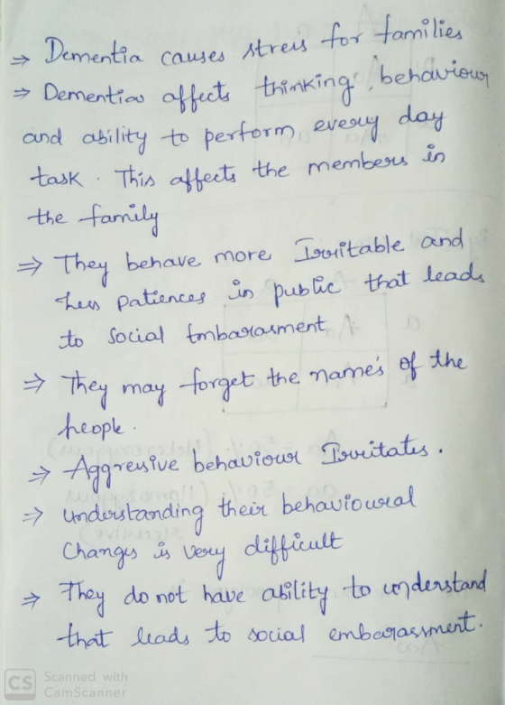 Dementia causes streis for families Demention affects thinking, behaviour and ability to perform, every day task. This affect