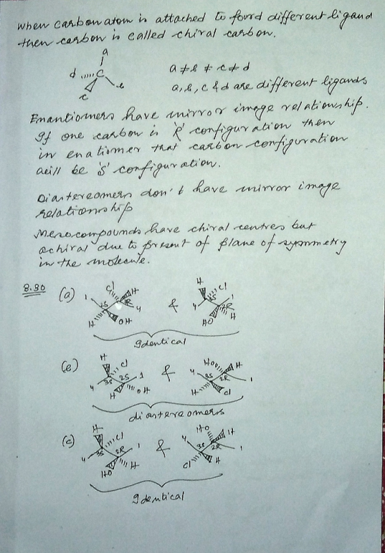whew carbon atom is attached w found different l gaud then carbon ho called chiral carbon. ate & ctd Q, de, c. & d. are diff