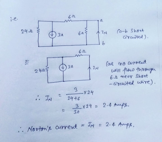 .e. 242 Ca-b Short circuited). 62 3A 6-2 (as mo cunnent )3A IN 2425 ell floro througu 6 2 mear Short -cineuited wire). -X 24