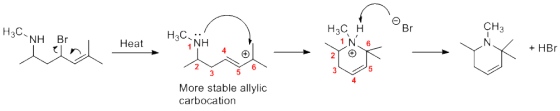 ев H3GNH Br CH3 H3 :NH | ལས་ བུ། ལ མ – нас н M Heat SNH ; - - N + HBr 2Y, More stable allylic carbocation