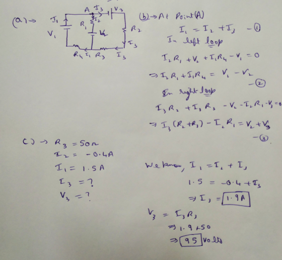 ain To F M V. V. Latha T - FR Ry i Rz Iz bsat Point (A) I , 2 Iz to - In left loop IR, tv + I, Ry - v=0 SIR, +1, R4 = V. - In