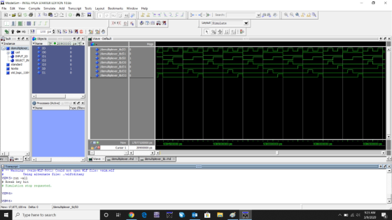 M ModelSim - INTEL FPGA STARTER EDITION 10.50 File Edit View Compile Simulate Add Transcript Tools Layout Bookmarks Window He