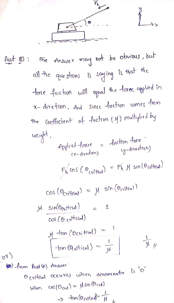 Paat The Answe moay not be obvious , but ail the que stons fi that te sa ing the toree aplied ore frichon epal in x- diretion