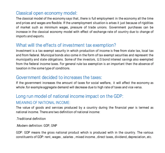 Classical open economy model: The classical model of the economy says that, there is full employment in the economy all the t