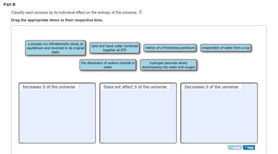 Classify each process by its individual effect on