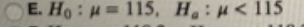 E. H, u = 115, H.: < 115