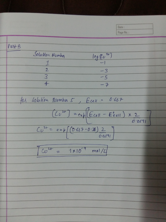 Date Page No Pant B Solskow Mumbe Lu hon Numbe 2. 3 5 干 Cell