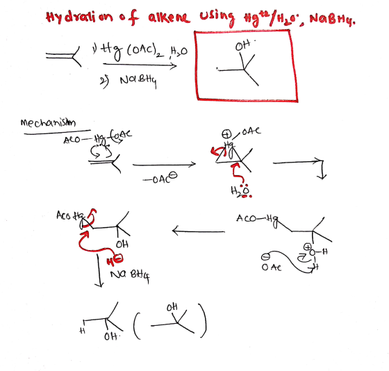 Hydration of alkene using Hgta/440, Naboy, Na BiH Mechanisam ДА -O ACO Aco- O AC I Na BH4 (*)