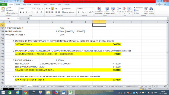 BOND - Microsoft Excel (Product Activation Failed) Add-Ins File Home Insert Page Layout Formulas Data Review View - 2x % Cut