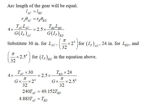 Arc length of the gear will be equal. 14c = IBD r04c = r208D 4x IACLAC = 2.5x2.00 G(1PAC Substitute 30 in. for Lac, ( * *2* f