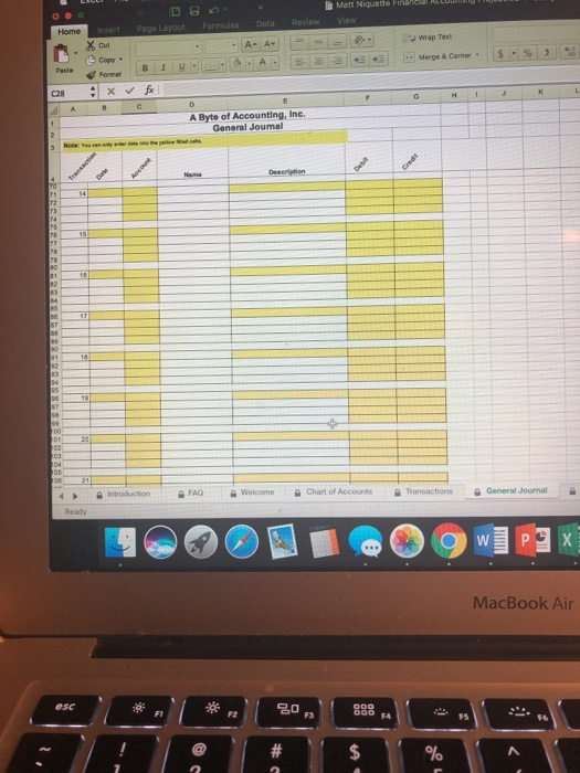 Matt Niquette Financial ALLUMINIUM View Formulas Review Home Page Layout Insert X Cut Copy Data A- A - sta Wrap Test Merge &