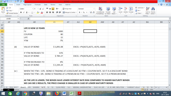 BOND - Microsoft Excel (Product Activation Failed) Add-Ins File Home Insert Page Layout Formulas Data Review View - 2x % Cut