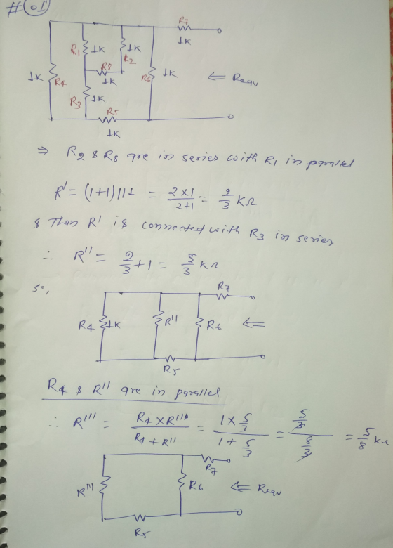 0 Jк R,} tk tk IK Jк (R4 E Regu tk Zak R3 R5 IK > Rg & R8 are in series with Ri in parallel 2+1 R = (1+1)111 2X1 - 2 / 2 K2 &