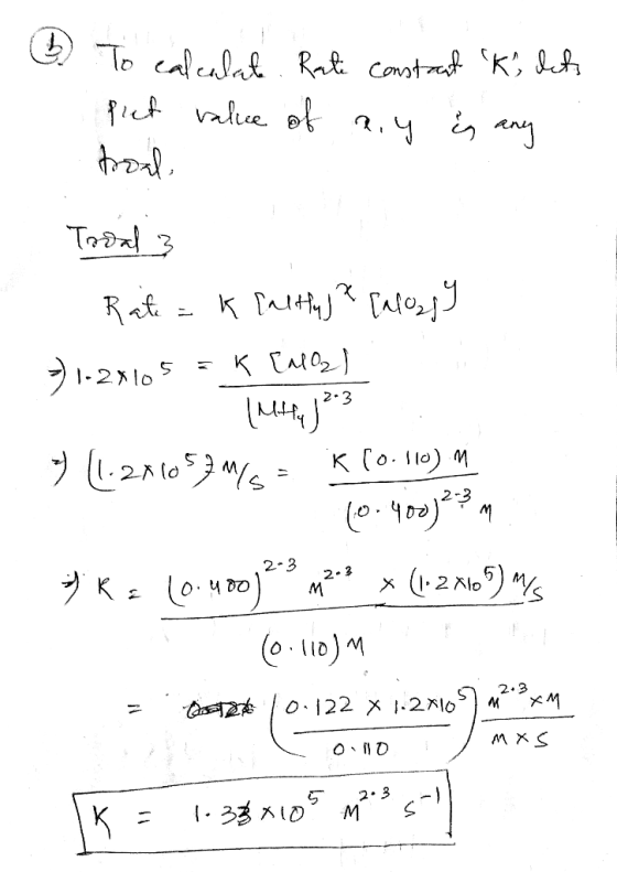 1 To calculate. Rate constant Ks lets Piet value of any is any toal Troad 3 қf - к мин.)* (Ato, 3 =) 1-28105 = K [Mool (Mit