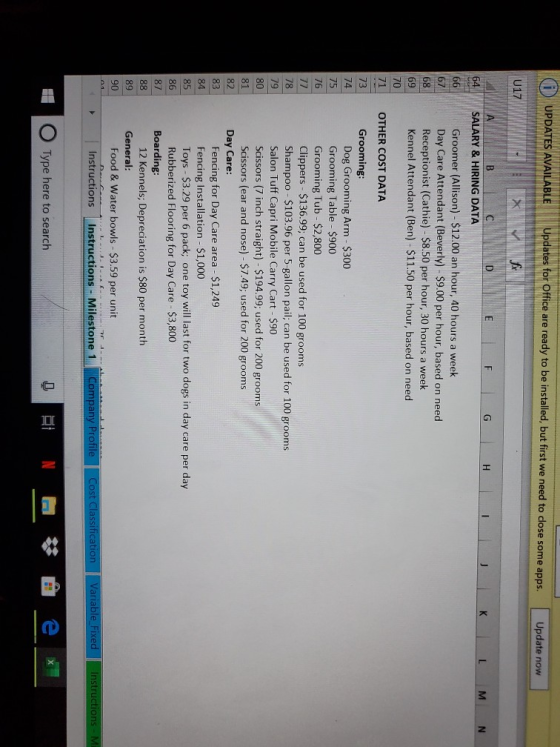(1) UPDATES AVAILABLE Updates for Office are ready to be installed, but first we need to close some apps. Update now U17 H I
