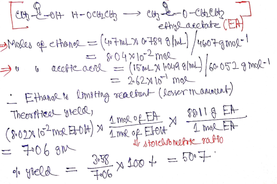 1760.052 g mol-1 I can of H-0 CHetta eltze-o-cheltz J I ethyl acetate CEA Moles of ethanol = (407rul * Or 789 g/ml) 746007gmo