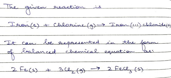 The eaction Caloriae(g) Ten(udculozides, Lre peesented chemical eaatien thhe Tt Casn Loalanced 2 Fecey(s 2 Eecs + २00 (3) 2