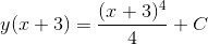 y(x+3) = \frac{(x+3)^4}{4}+ C