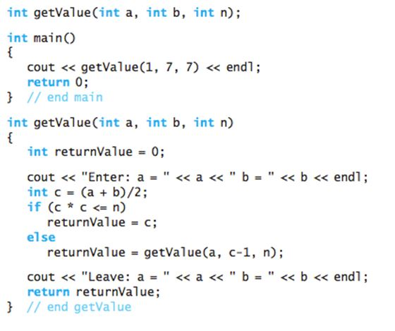 int getValue(int a, int b, int n); int main() cout << getValue(1, 7, 7) << endl; return 0; } // end main int getValue(int a,