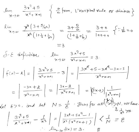 lim 3x?+ 5 x²+xal o form, lhospital sule or division lim 2 3+ 3to ** ( 3+5/22) Laz) === GO x²(lttat +1 (+b+b) I toto =3 Se