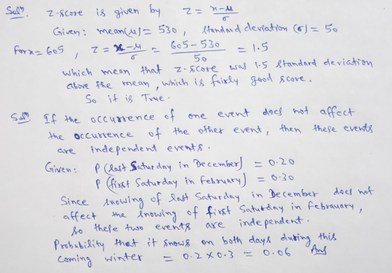 Z-scose by 2=%-4 =105 Sul then Sel is given Zadru Given: mean(us=530, lfandard deviation (o)=50 for a=6o5 605-530 50 which me