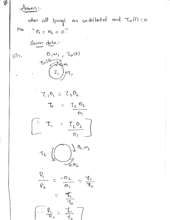 Answers: when all Springs tn e = 920 and Talk) -O are un det lected | Given data i ). N, Tot) . . , T이 = 5일 = 또반 보반 - - 용품 기