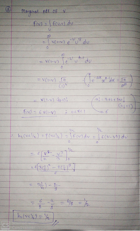 @ Marginal pdf or v fev) = (fru, u) du U - ver-ul e jo du 0 geu VCI-V) du 0 = V(1-1) le ast n-idee 14 (14 17) SU an = V(1-2)