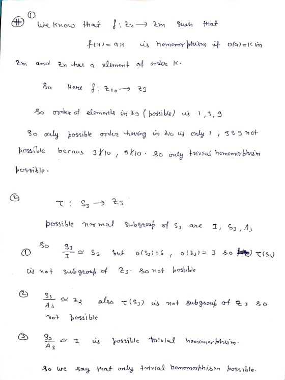 We know that li zn zm such that B finizan is homomorphism if oral=kin Em and zu has a element of order K. So here fi zio zg s