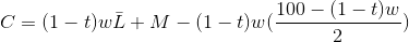 C=(1-t)w\bar{L}+M-(1-t)w(\frac{100-(1-t)w}{2})