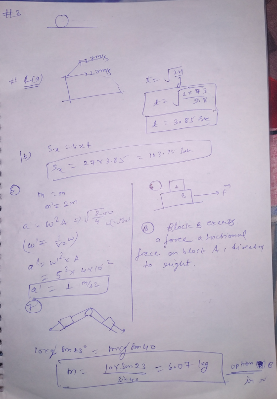 #3 32704 27 21 uugo 4 3 2 x t = 3085 se Sarat = 103.95 Julle In - 2783.88 I m nm me 2 m a., W²A = r 200 { wa Boll ② Block B e