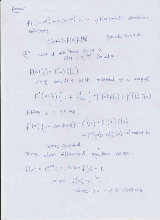 Ansuen galks fyimg fem all a, b>。 Flath: f(aplb) flo) f) la) ) laking deiuative with ees peat to a e gel db pli i o, we get S