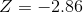 Z=-2.86