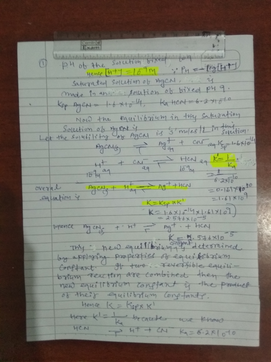 Exam de quando lectus PH ob the solution Hence [uty=10am PH - foght Saturated solution of Agn, n i made in and solution of bi