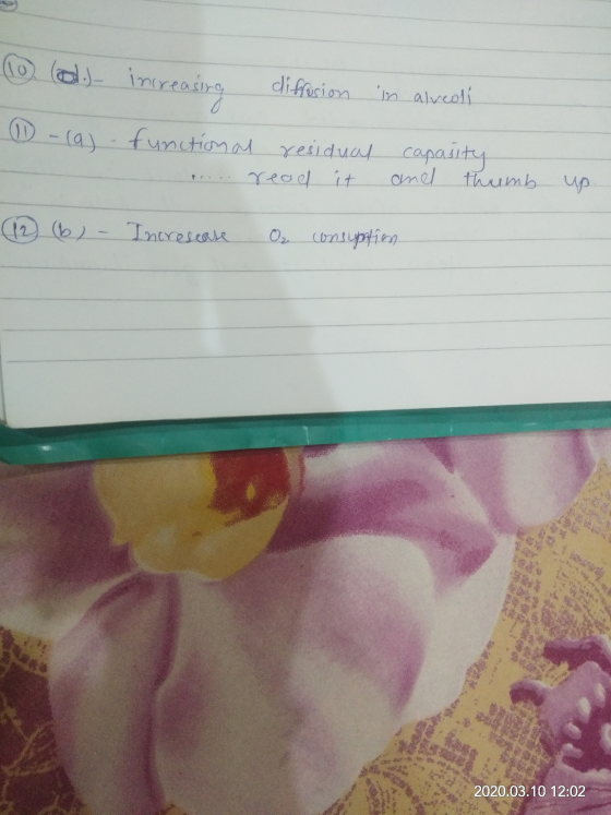 (10 (ool) increasing diffusion in alveoli 1 - (a) - functional residual ... read it capasity anel thumb up. 2 (b)- Incresease