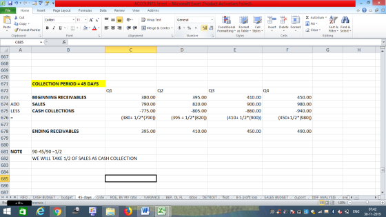 ACCOUNTS latest - Microsoft Excel (Product Activation Failed) View Add-Ins File Home Insert Page Layout Formulas Data Review