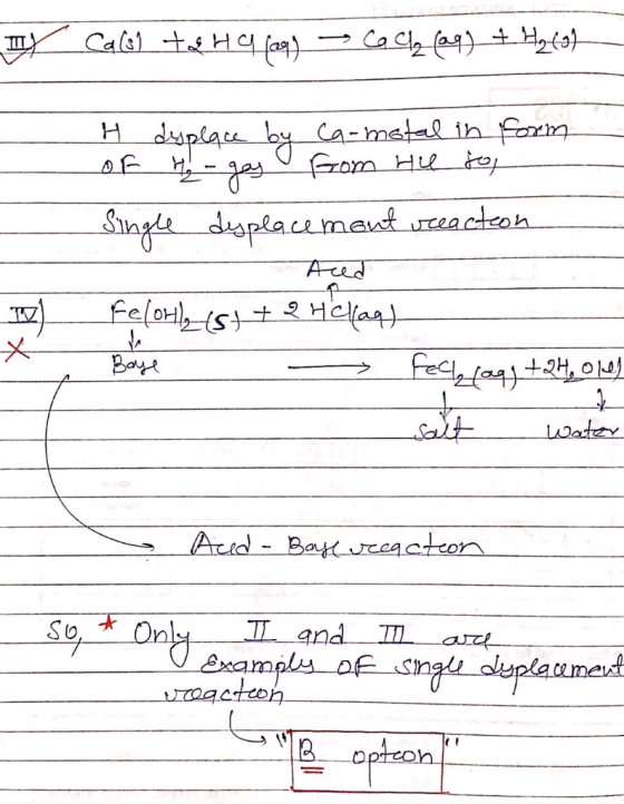 2 Ca(s) +2 49 fagy CaCl₂ (aq) + H₂ (9) H dyplace by Ca-motal in form OF H₂ - gay from the soj Single displacement vreaction f