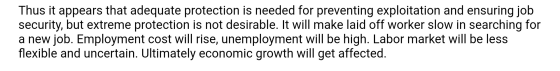 Thus it appears that adequate protection is needed for preventing exploitation and ensuring job security, but extreme protect