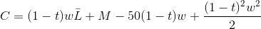 C=(1-t)w\bar{L}+M-50(1-t)w+\frac{(1-t)^2w^2}{2}