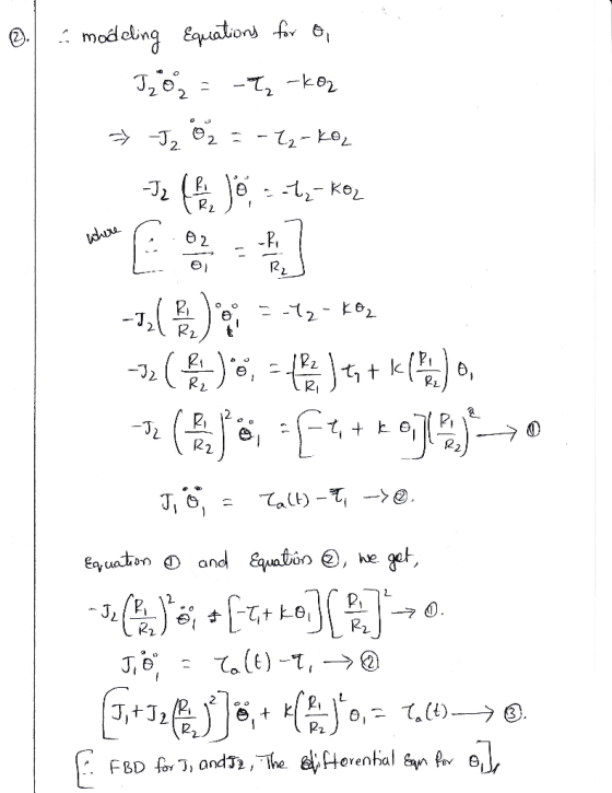 B. : modeling Equations for a - 1202 = -T₂ -koz * J₂ 0 2 = -22- kol Jl. Jo ---,-KO -5, 8) = -42 - Koz -J2 (, - kl ) , ( Wijo