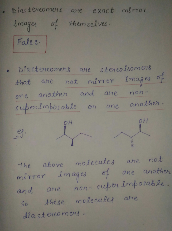 Dias teteomeis are exact mirTOY images σ( therm selves Fals e Daster( eo mert X are stereoisomer仍 that are not me rroY LTnaae